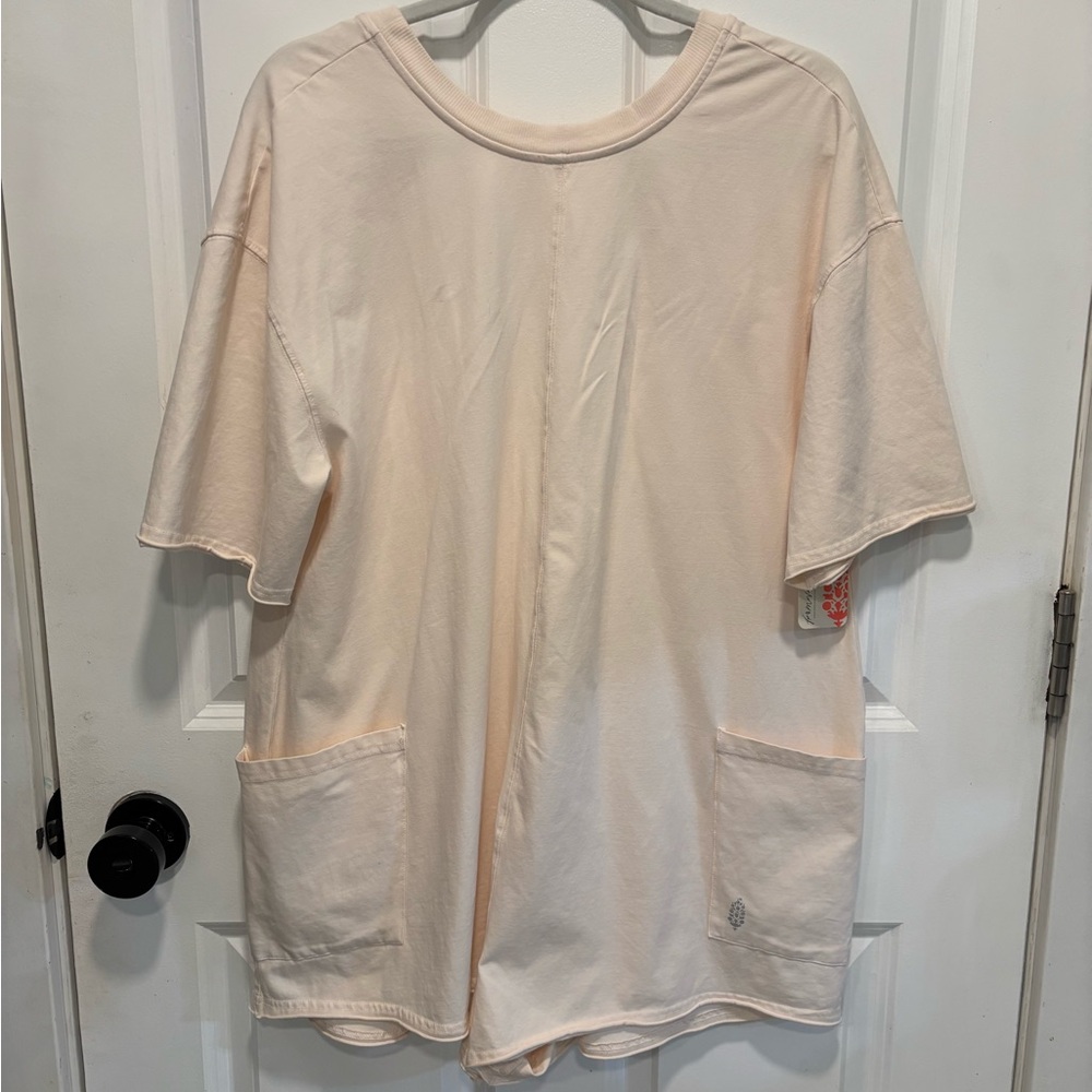 Free People Hot Shot Tee Romper in Bleached Clay. NWT size small.